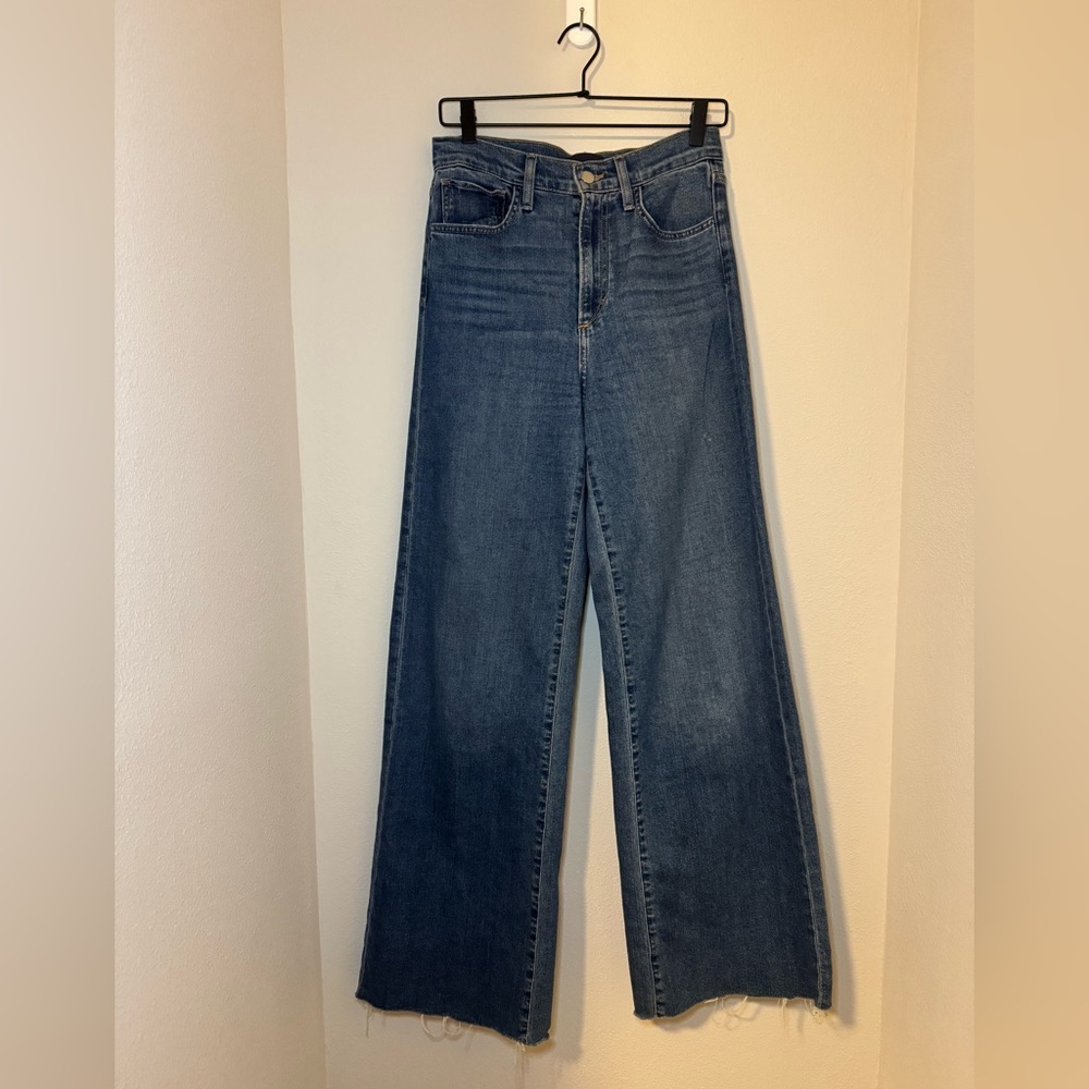 Joe's Jeans Wide Leg Flare Jeans in Dark Blue Denim